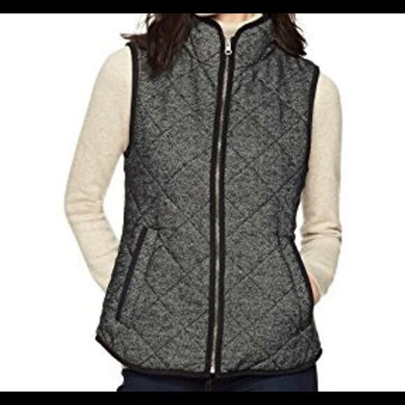 Haven Outerwear Women's Herringbone Quilted Zip-Up Black and White Vest Size S - Picture 5 of 5